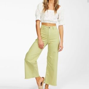 BILLABONG 🍃 Free Fall Wide Leg Trousers for Women Size 27 Avocado Green